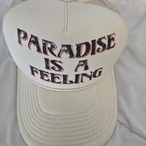 Cream Trucker Hat with Paradise Print
